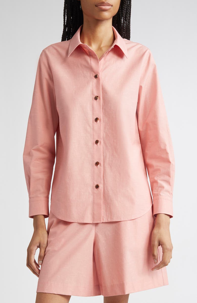 Lafayette 148 New York Slub Cotton Button-Up Shirt, Main, color, 