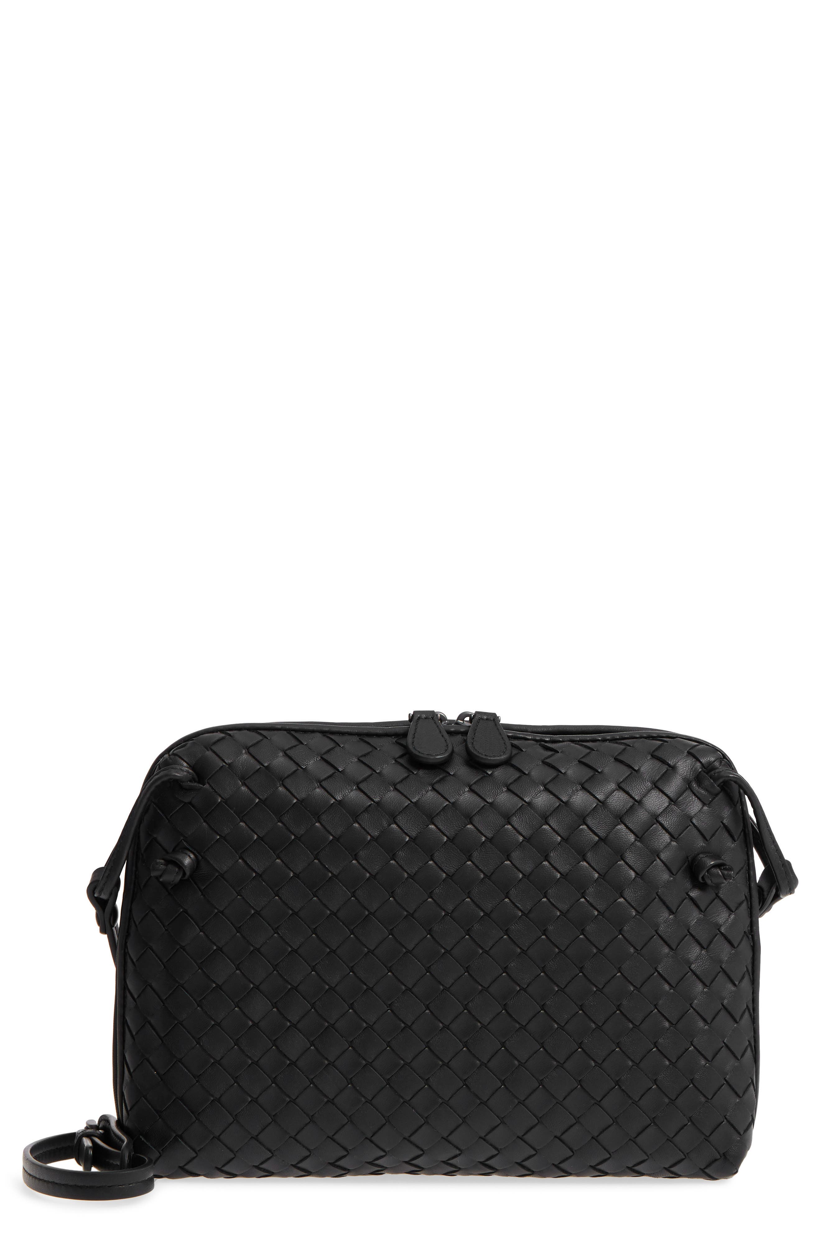 Nodini Woven Leather Crossbody Bag, Main, color, NERO