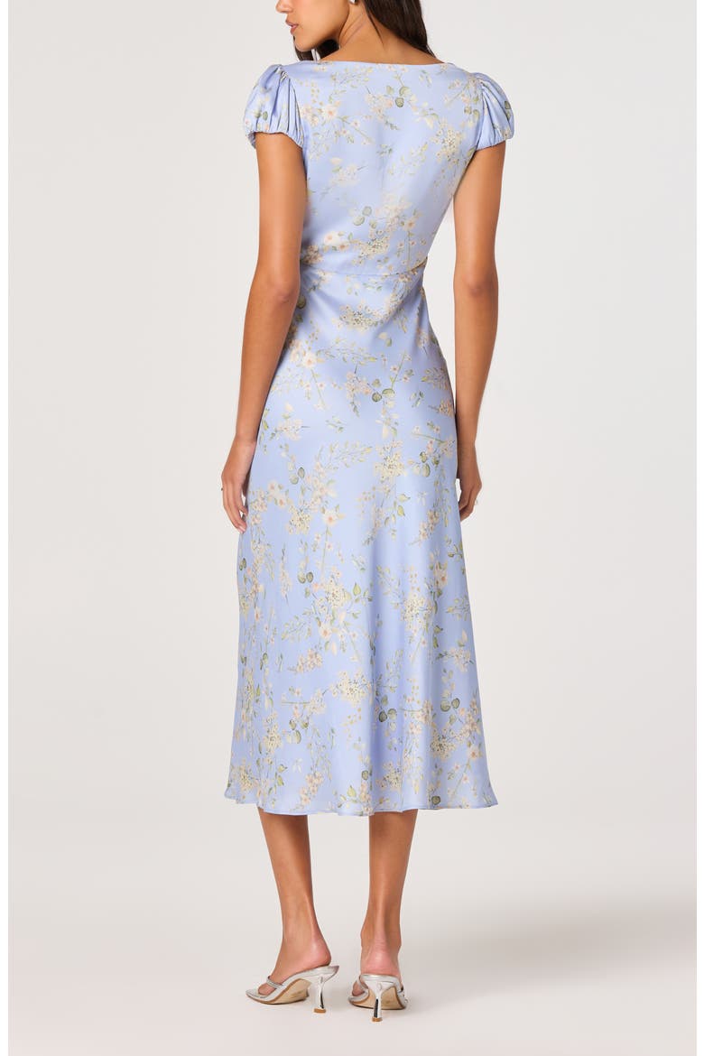 Makaela Floral Satin Midi Dress, Alternate, color, BLUE FLORAL