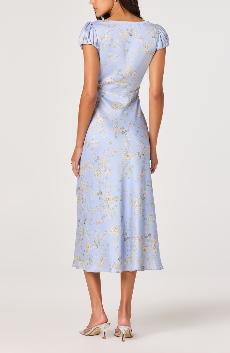 ASTR the Label Makaela Floral Satin Midi Dress, Alternate, color, Blue Floral