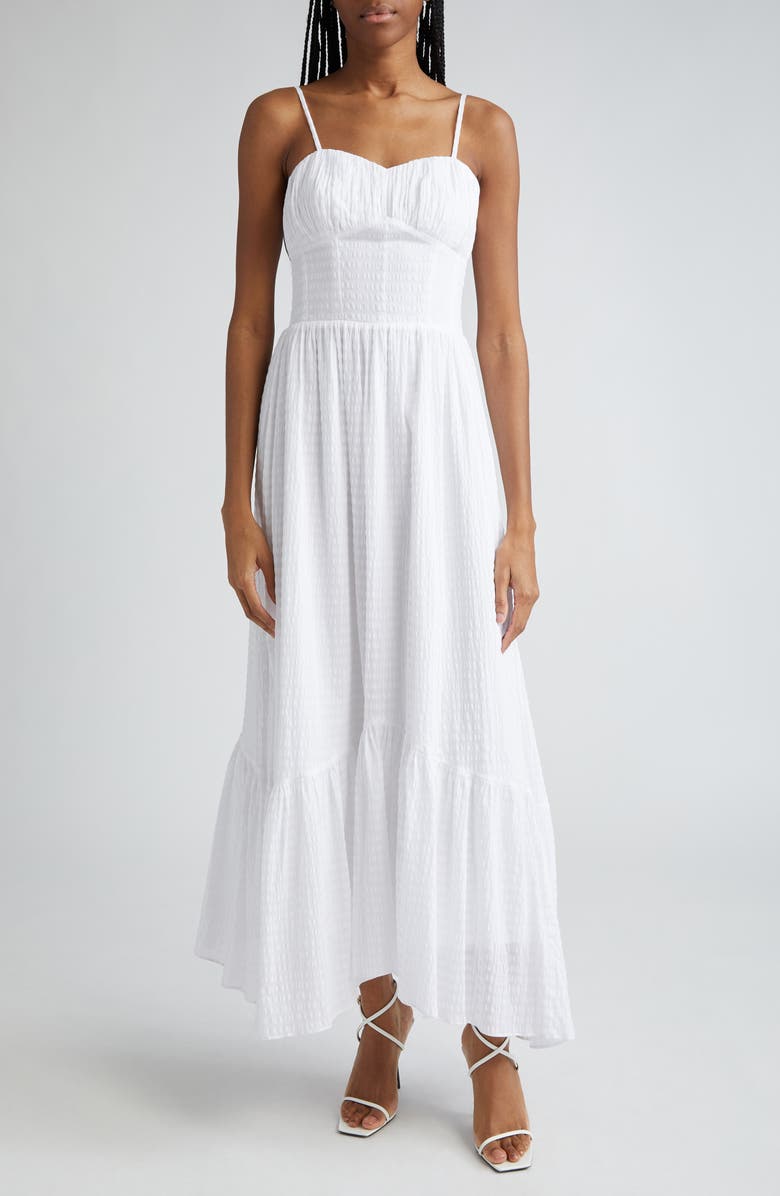 Ramy Brook Laylah Seersucker Maxi Sundress, Main, color, Ivory Textured Cotton