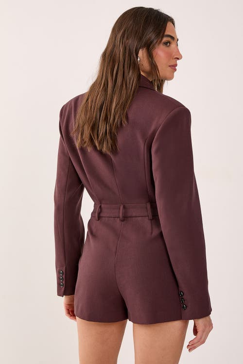 Nasty Gal Tailored Button Detail Romper In Brown