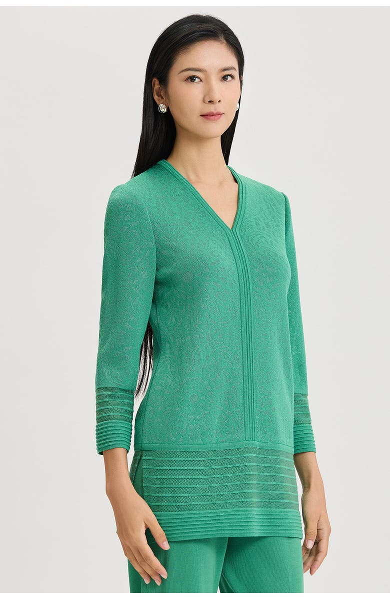 Ming Wang Classic Burnout Medallion Soft Knit Tunic, Alternate, color, Kelly Green