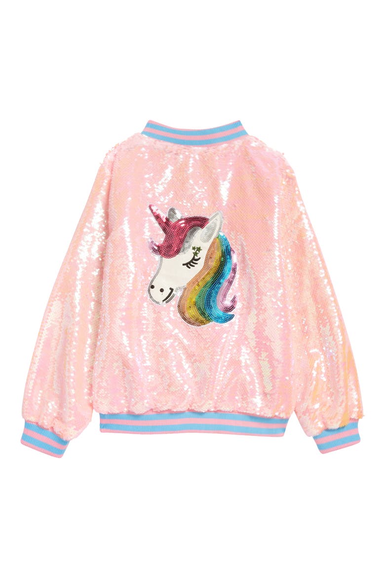 Pretty in Pink Unicorn Sequin Bomber, Alternate, color, PINK