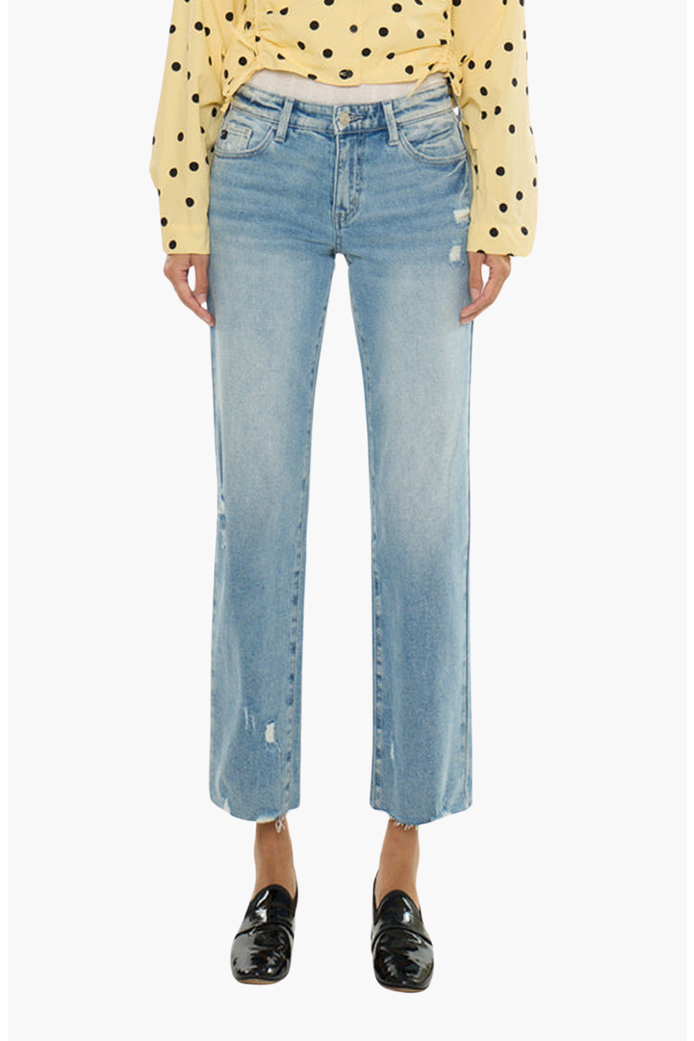 Alice Essentials Mid Rise True Straight Jeans, Main, color, Mid-Dark Wash