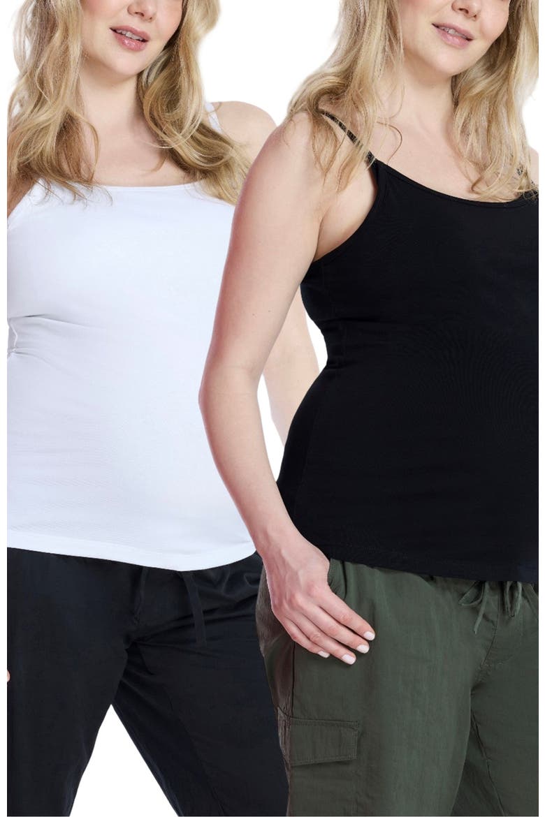 Clip Down Nursing Tank Top - 2 Pack, Main, color, Black & White