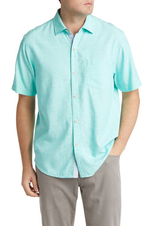 Mojito Bay Palm Row Coolmax® Short Sleeve Button-Up Shirt