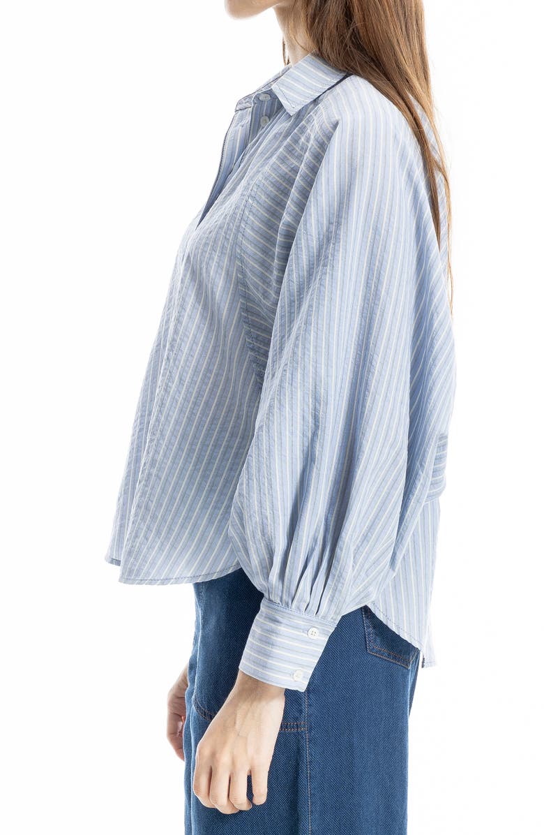 MAX STUDIO Pinstripe Button-Up Shirt, Alternate, color, Blue/ Indigo/ Grey Pinstripe