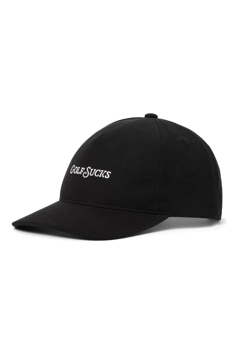 TravisMathew Golf Sucks Six-Panel Snapback Cap, Main, color, Black