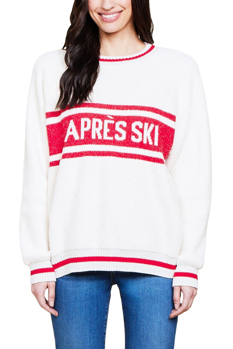 CozyChic® Aprés Ski Sweater, Main, color, CREAM/ AMERICANA RED
