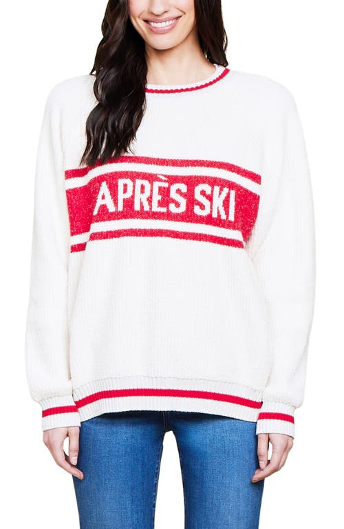Barefoot Dreams Cozychic Toddler Apres Pullover In Cream/americana Red