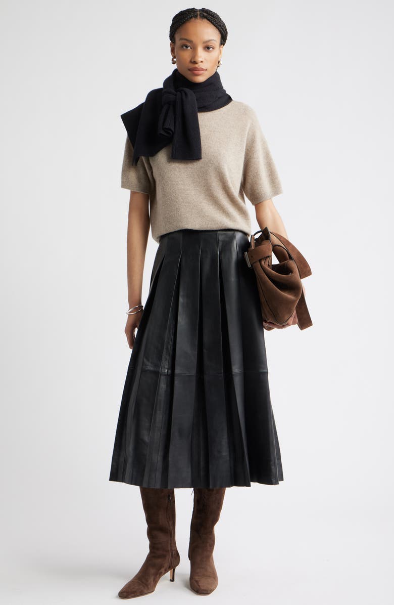 Nordstrom Short Sleeve Cashmere Sweater, Alternate, color, Beige Bliss