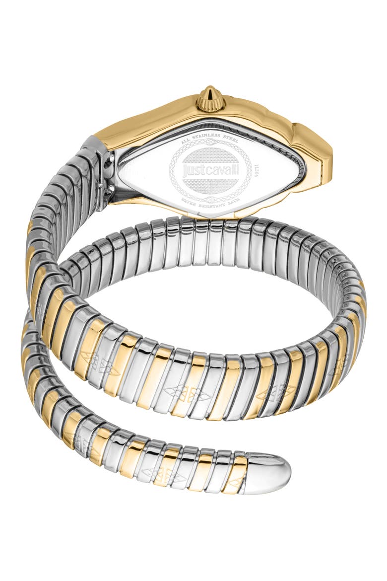 Snake Wraparound Bracelet Watch, 22mm x 36.5mm, Alternate, color, TWO TONE SILVER & GOLD