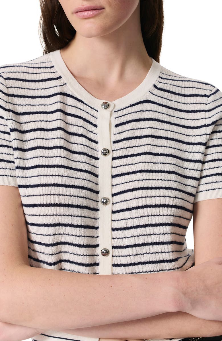 rag & bone Dina Stripe Short Sleeve Cardigan, Alternate, color, 