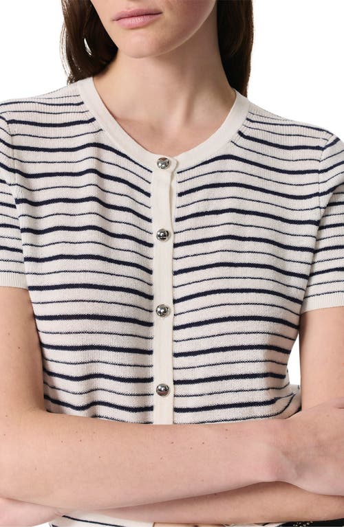 Rag & Bone Dina Stripe Short-sleeve Cardigan In Ivory Multi
