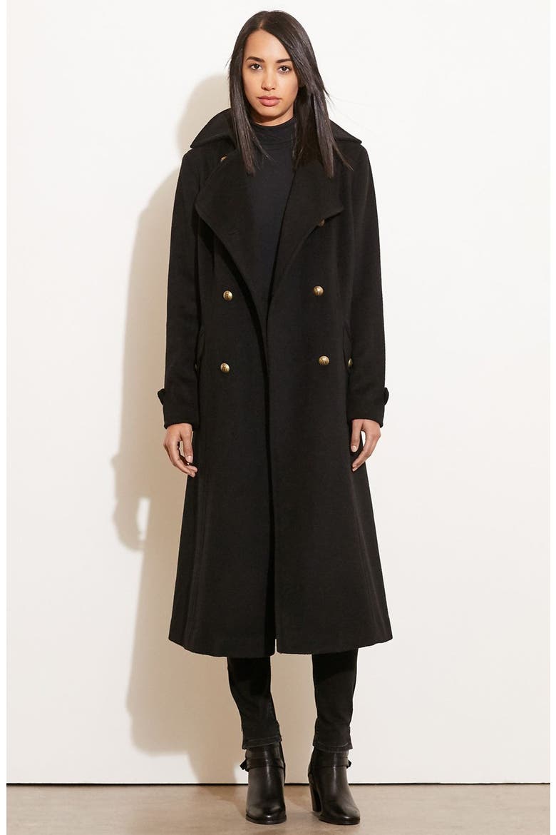 Wool Blend Maxi Coat, Alternate, color, BLACK