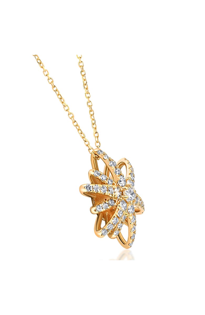 Bliss Diamond 1Ct TW Round Cut Starburst Diamond Pendant 14k Gold Lab Grown Necklace, Alternate, color,