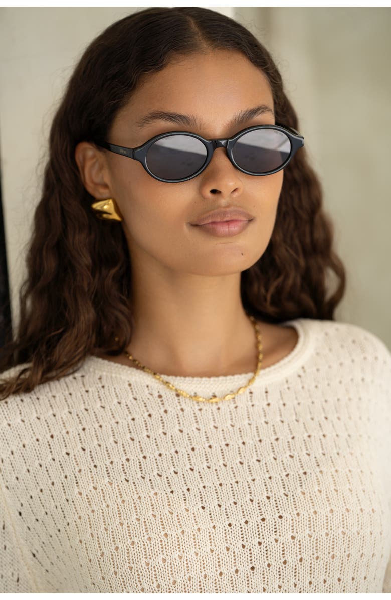 FREYRS Eyewear Zoe Oval Sunglasses, Alternate, color, Black