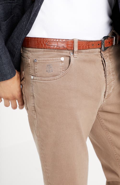 Brunello Cucinelli Comfort Denim Trousers In Light Brown