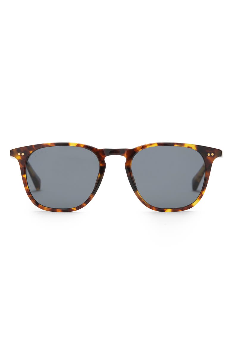 DIFF Maxwell 49mm Polarized Round Lens Sunglasses, Main, color, Amber Tortoise/ Grey