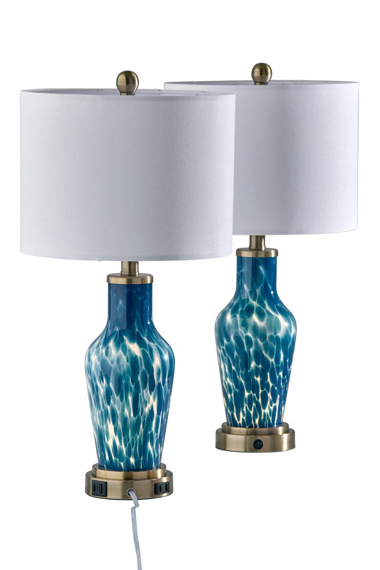 Grady Table Lamps, Main, color, ANTIQUE BRASS/ BLUE