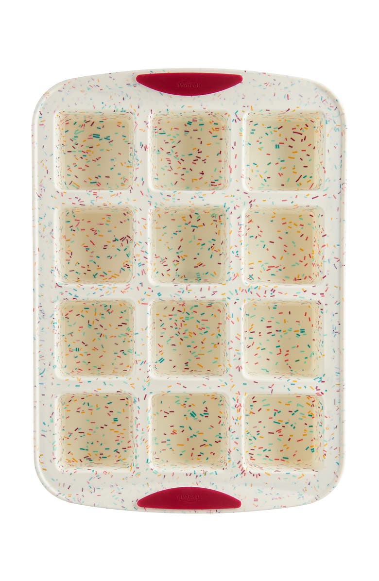 Trudeau Structure Silicone 12 Cavity Mini Brownie Pan, Confetti/Fuchsia, Main, color, 