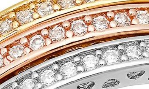 Hmy Jewelry Tri-tone Simulated Diamond Band Ring In Gold