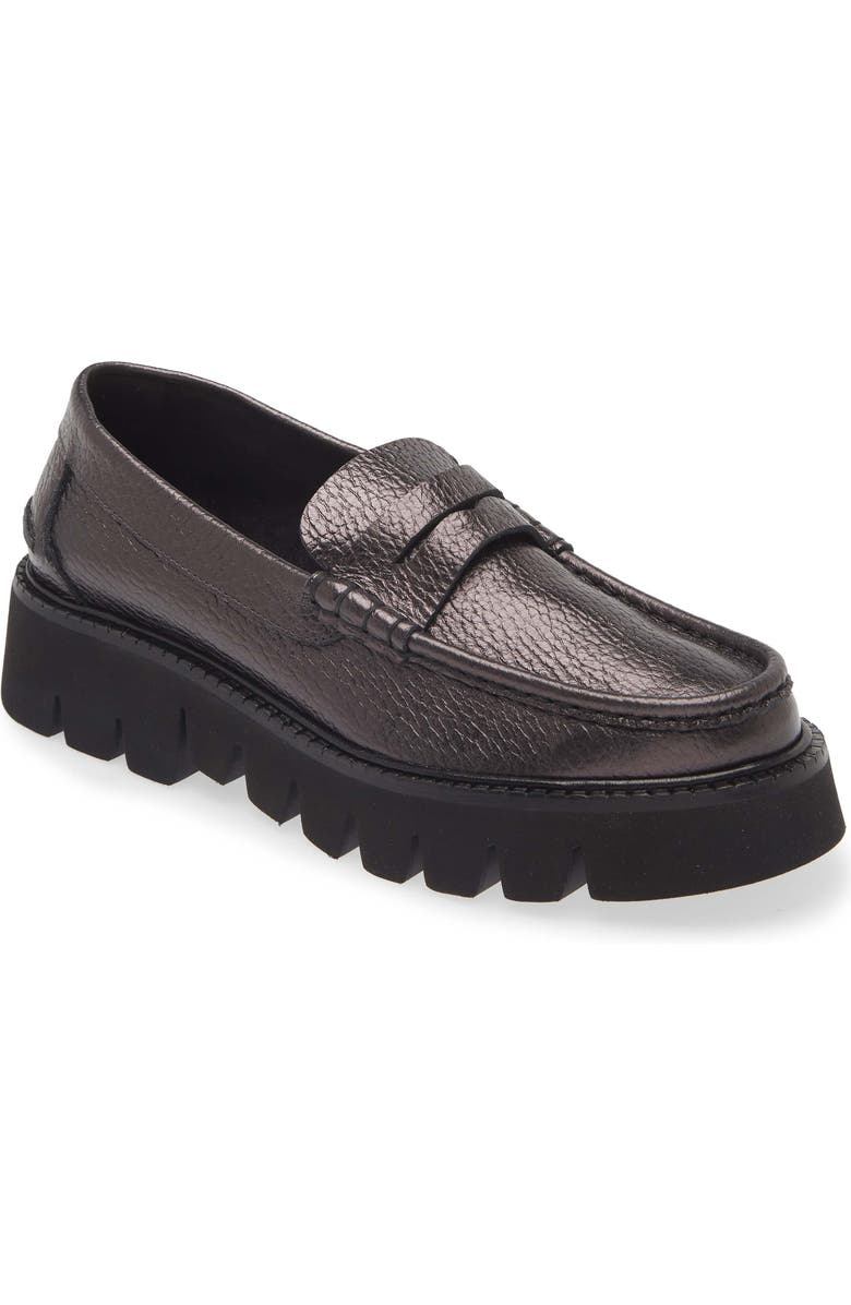 Pedro Garcia Sebas Lug Metallic Penny Loafer, Main, color,