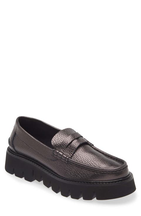 Sebas Lug Metallic Penny Loafer (Women)