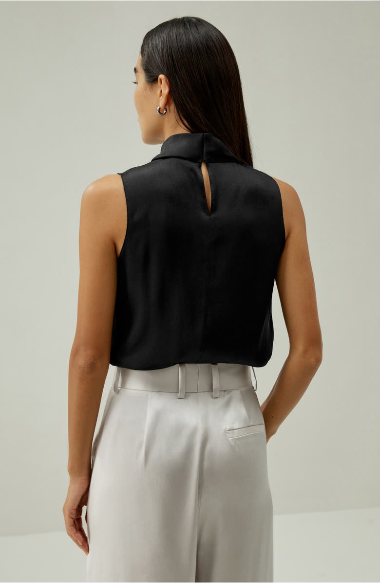 Lilysilk Asymmetrical Sleeveless Cowl Neck Top, Alternate, color, Black