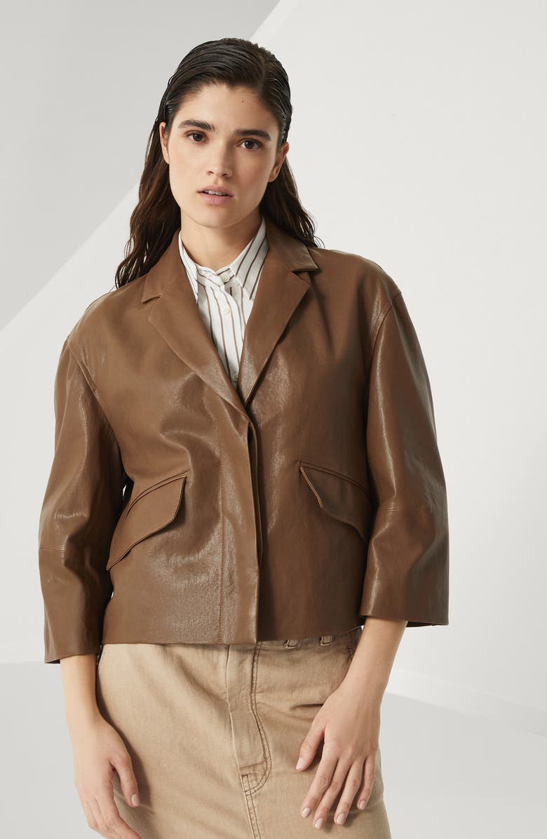 Brunello Cucinelli Leather outerwear, Alternate, color, 