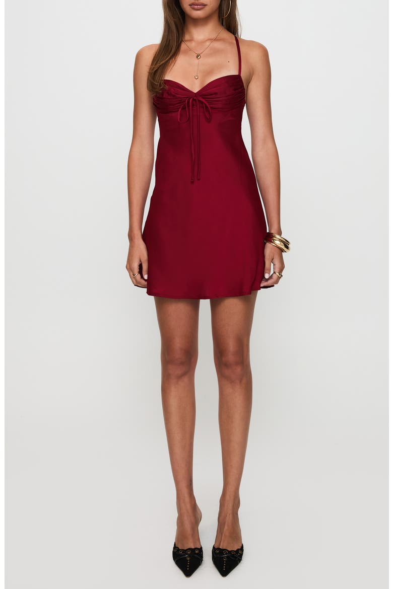 Glendon Satin Minidress, Main, color, BURGUNDY