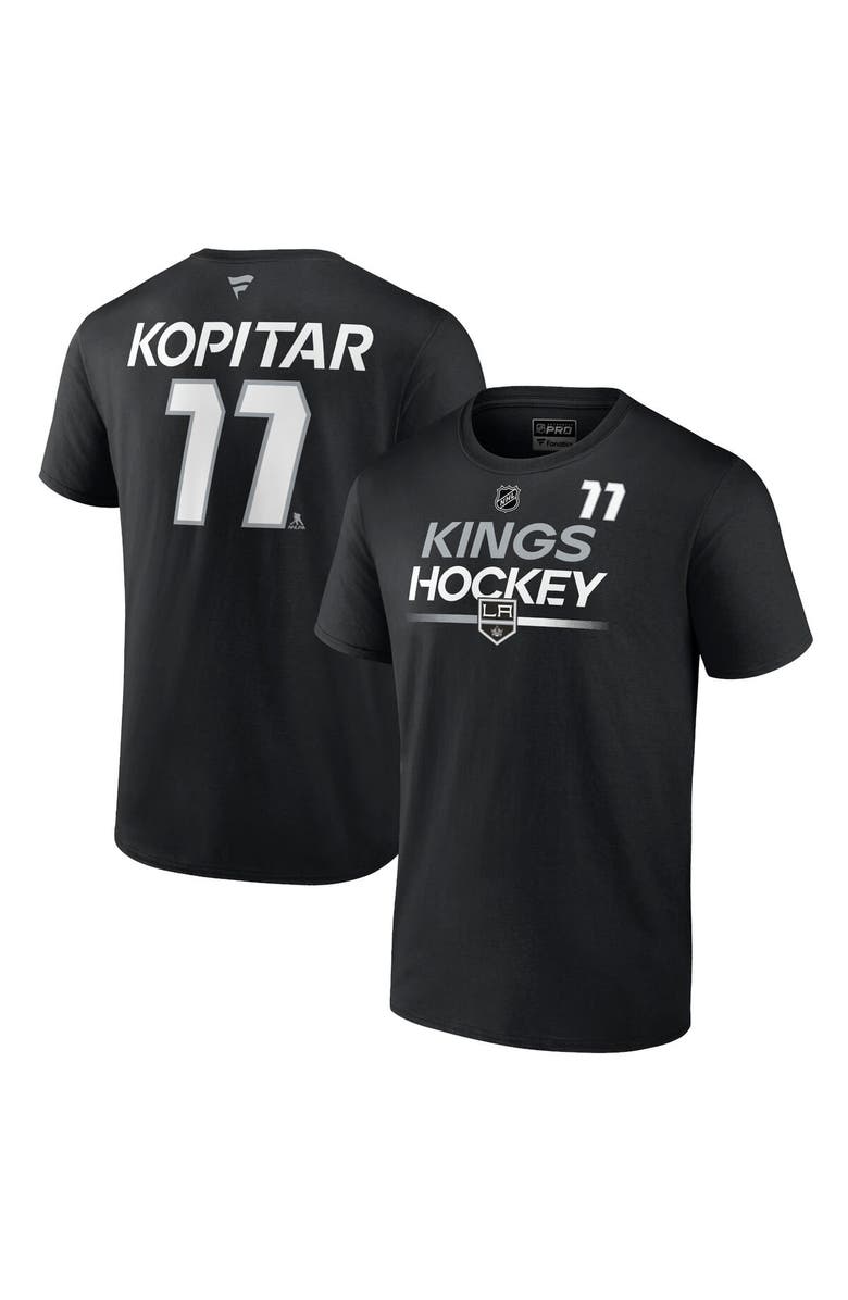 FANATICS Men's Fanatics Branded Anze Kopitar Black Los Angeles Kings Authentic Pro Prime Name & Number T-Shirt, Main, color, Black