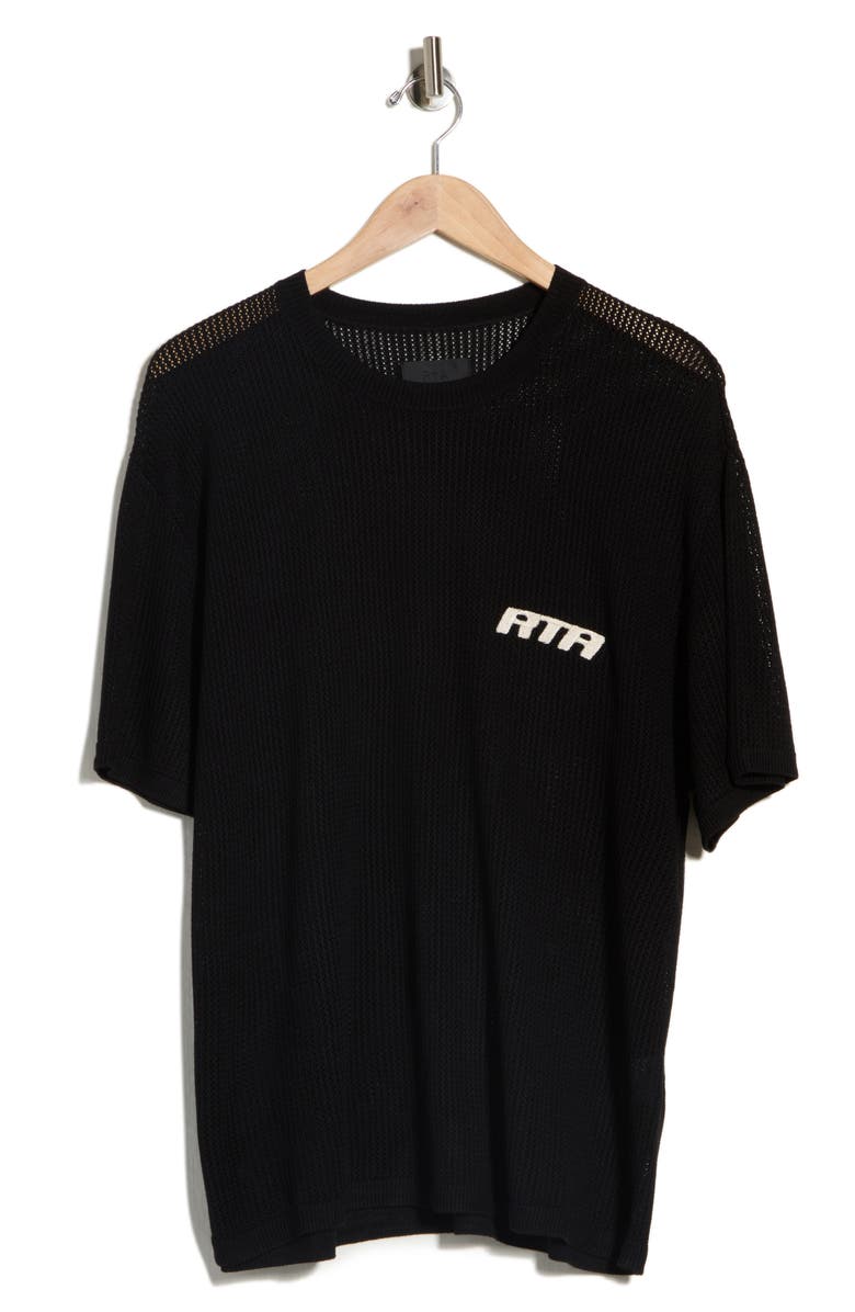 RtA Ian Rib Knit T-Shirt, Main, color, Black Honeycomb