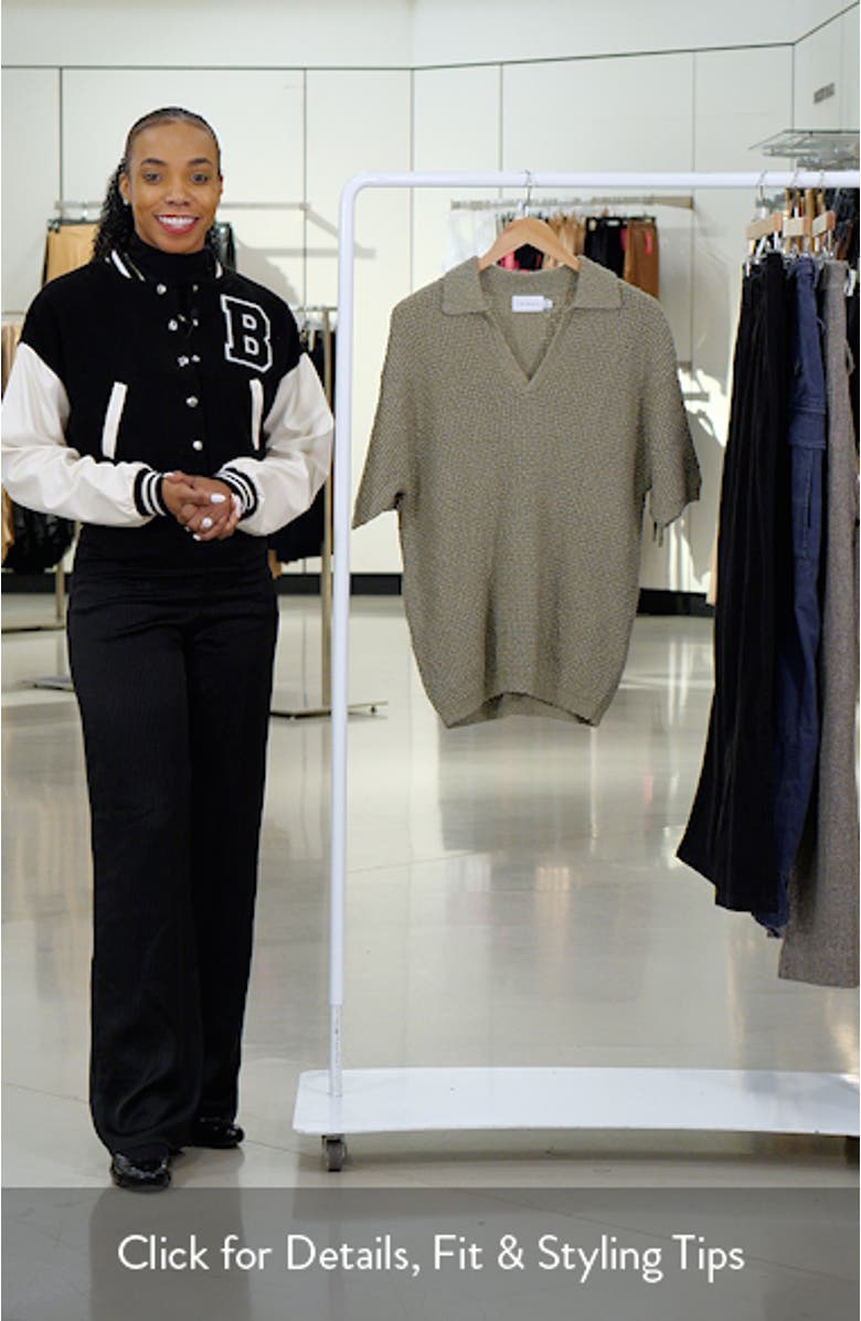 Oversize Johnny Collar Textured Cotton Polo, sales video thumbnail