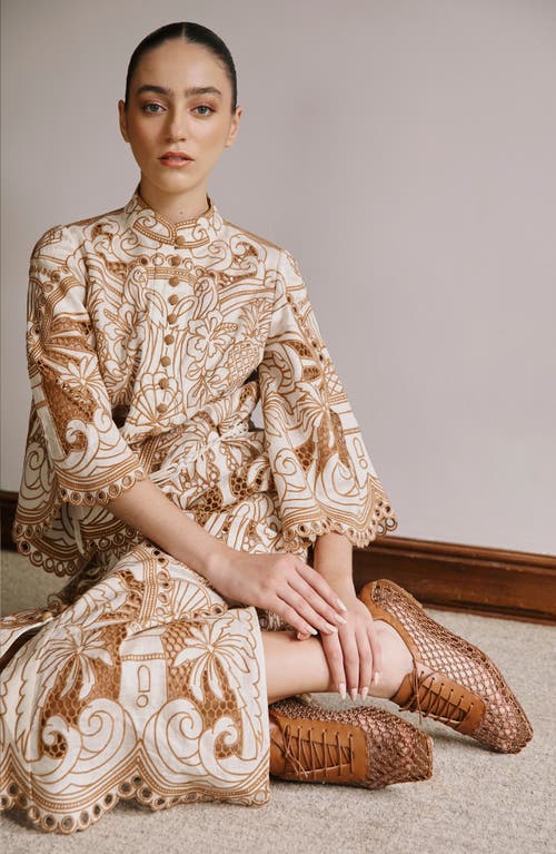 Andrea Gomez Antonia Woven Leather Oxford Flats In Camel