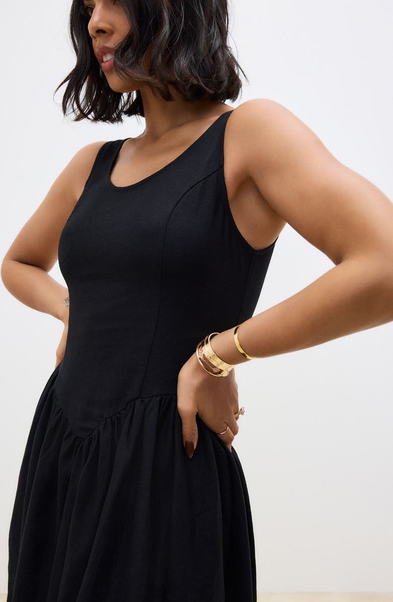 NEXT Linen Blend Sleeveless Fit & Flare Minidress, Alternate, color, Black