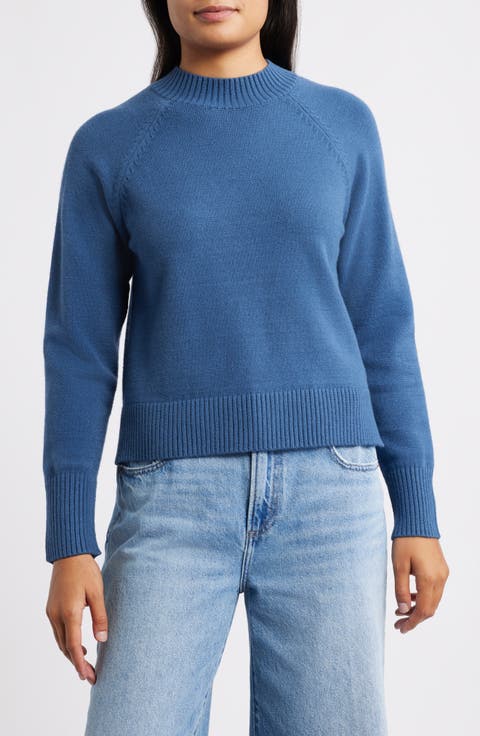 Mock Neck Raglan Sleeve Sweater