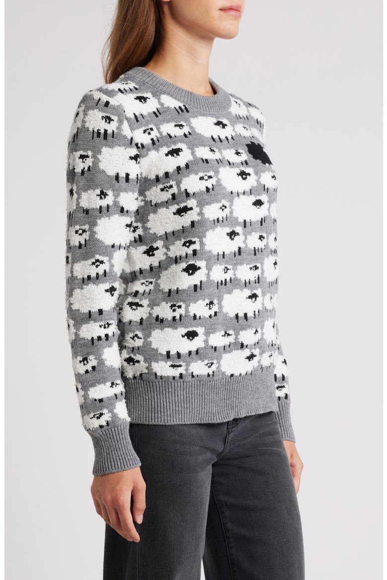 Sheep Jacquard Sweater, Alternate, color, CHARCOAL/WHITE