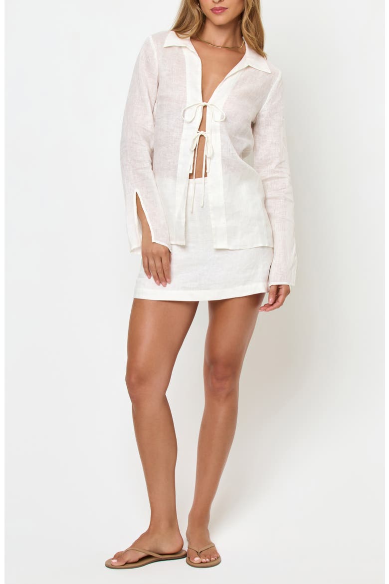 Venice Linen Cover-Up Skort, Alternate, color, WHITE
