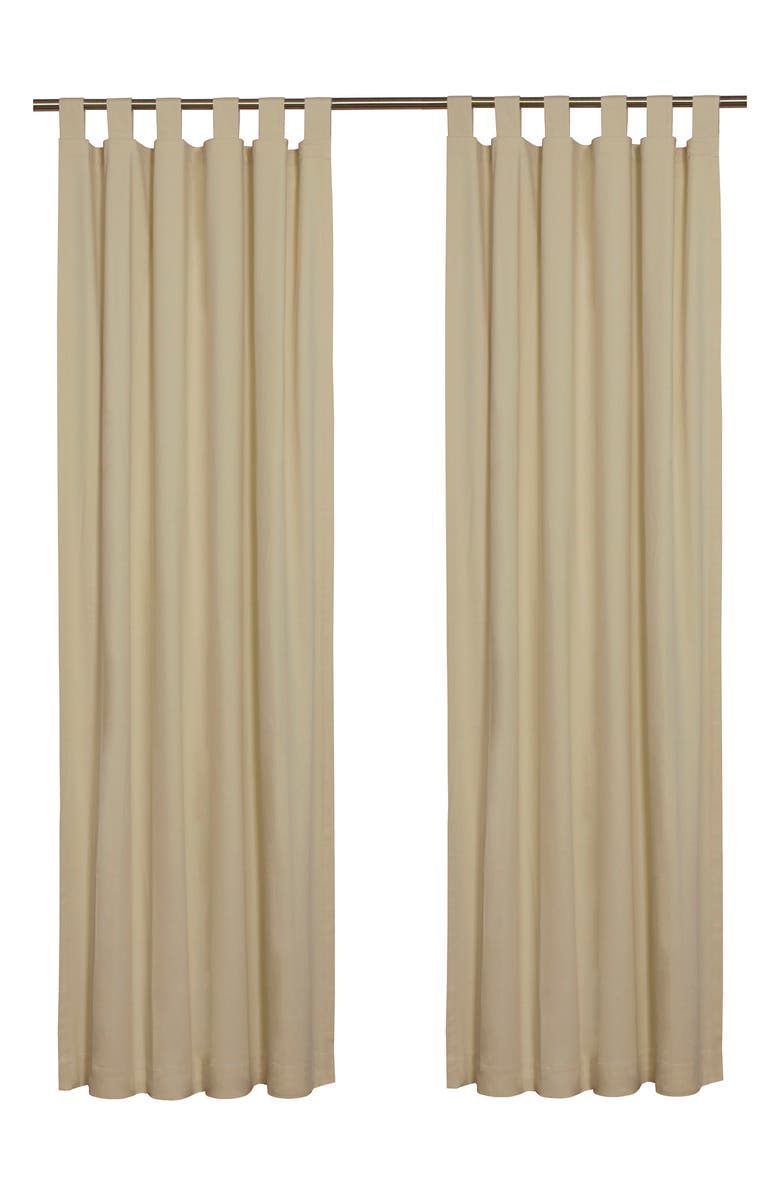 Outdoor Decor by Commonwealth Set of 2 Cotton Curtain Panels, Main, color, Khaki