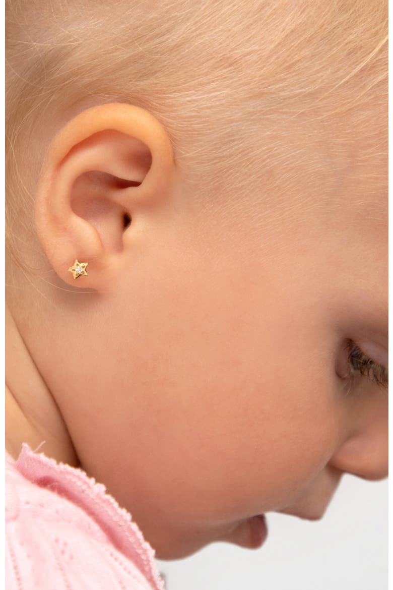 14k Cz Star Earrings, Alternate, color, Gold