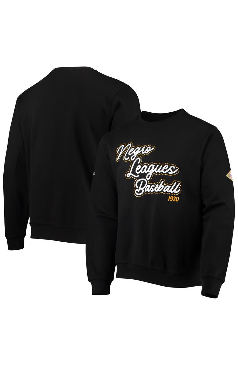 STITCHES Men's Stitches Black Negro League Baseball Logo Crewneck Sweatshirt, Main, color, 