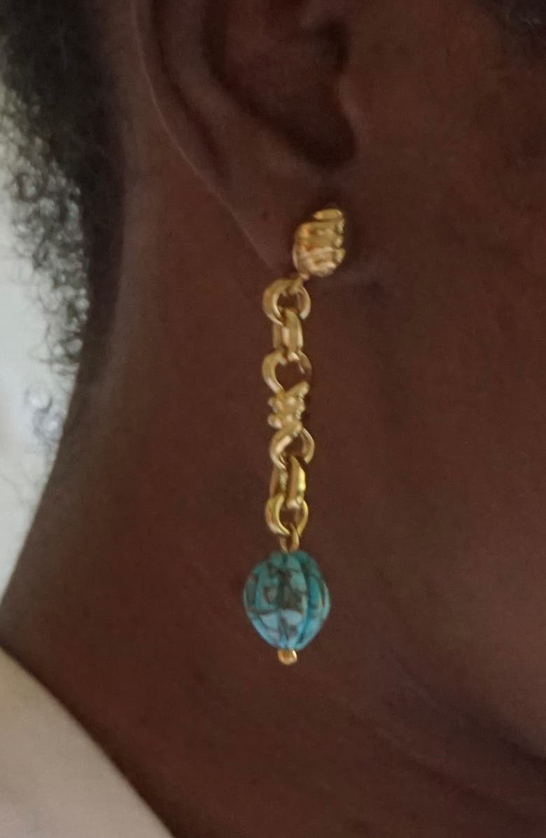 LuvMyJewelry Firefly 14K Gold Vermeil Turquoise Drop Earrings, Alternate, color, 14Kt Gold Vermeil On Sterling