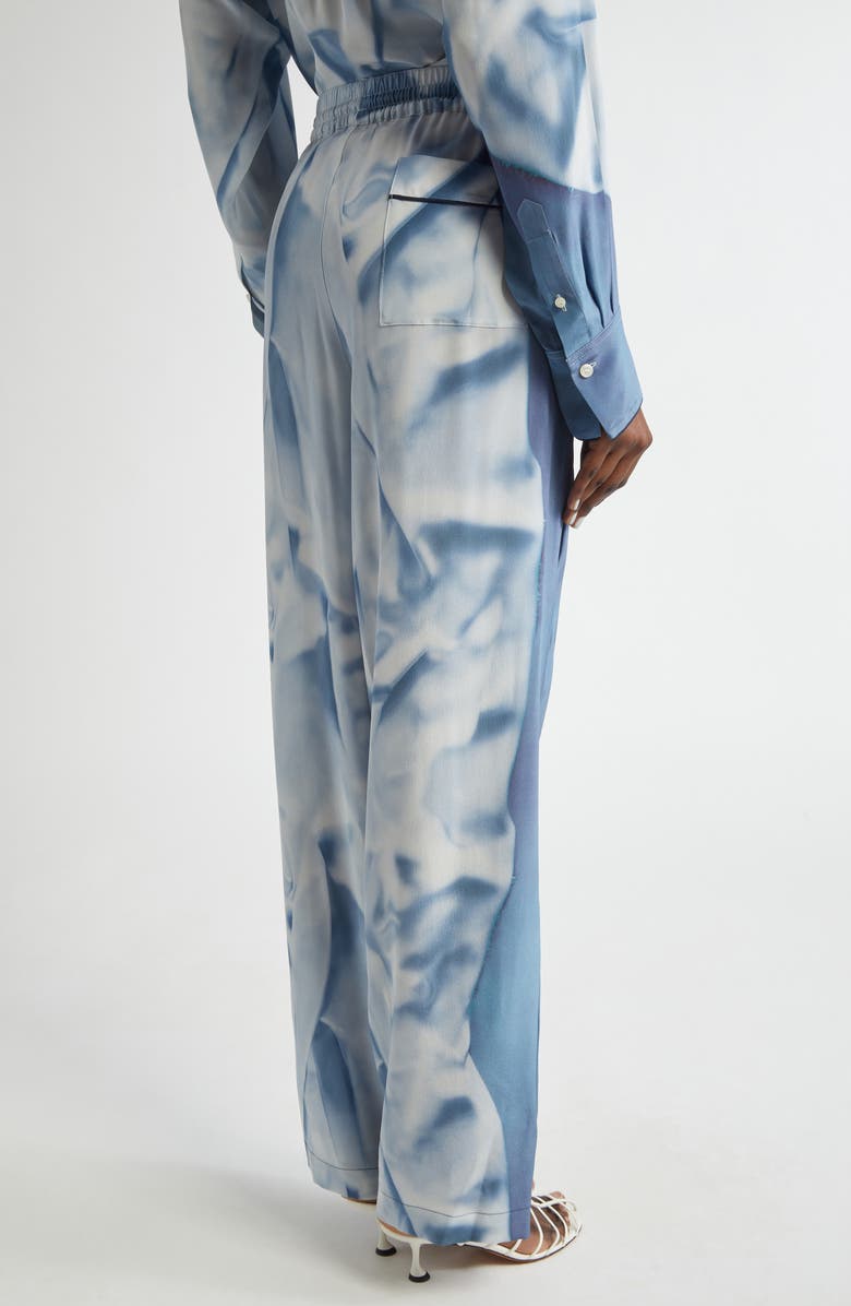Victoria Beckham Pleat Detail & Flowers Trompe l'Oeil Silk Satin Pants, Alternate, color,