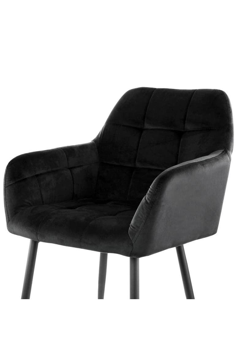 2 Piece Velvet Tufted Accent Chair with Metal Legs, Alternate, color, Black