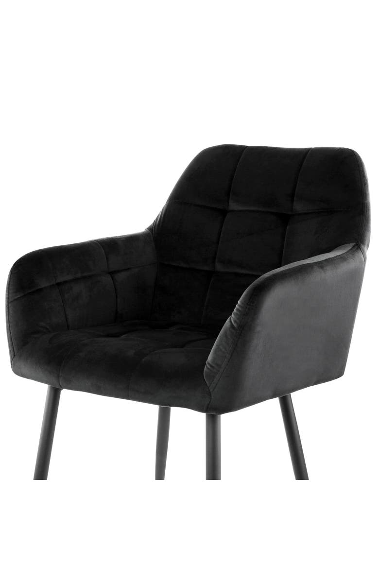Elama 2 Piece Velvet Tufted Accent Chair with Metal Legs, Alternate, color, Black