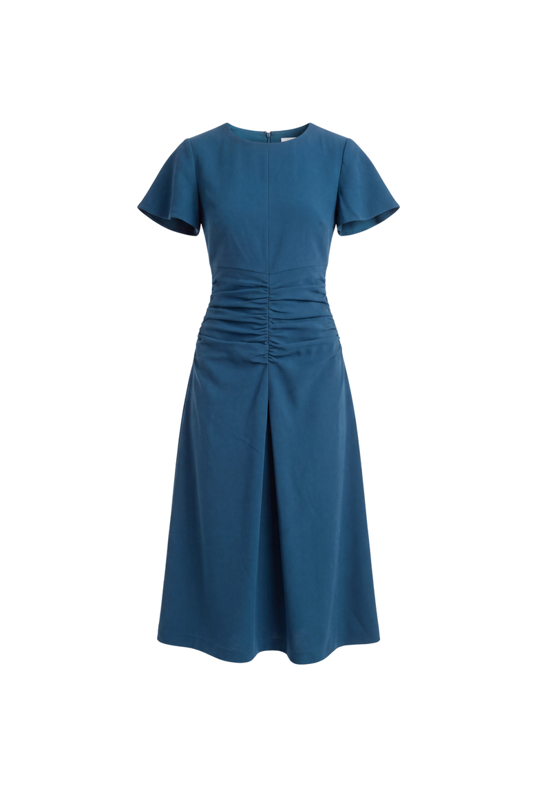 Tanya Crepe Midi Dress, Main, color, Deep Teal