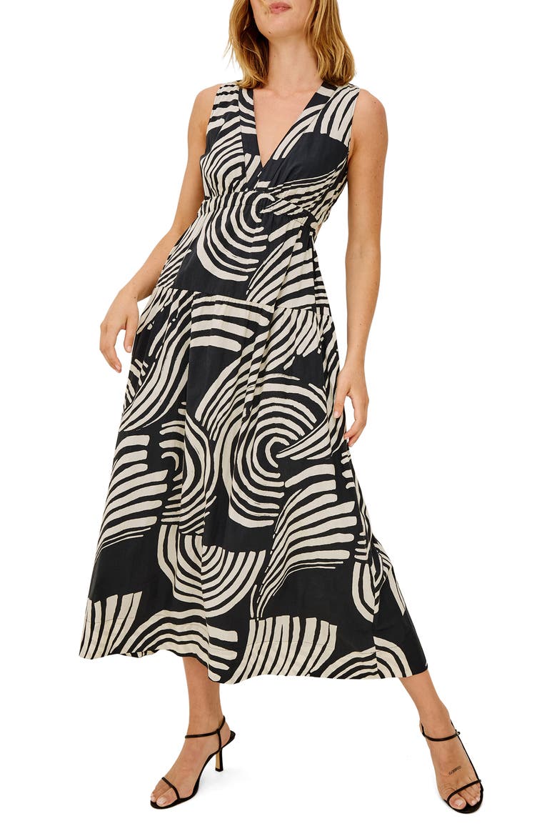 Genevieve Cutout Tiered Cotton Sundress, Main, color, ONYX WAVES
