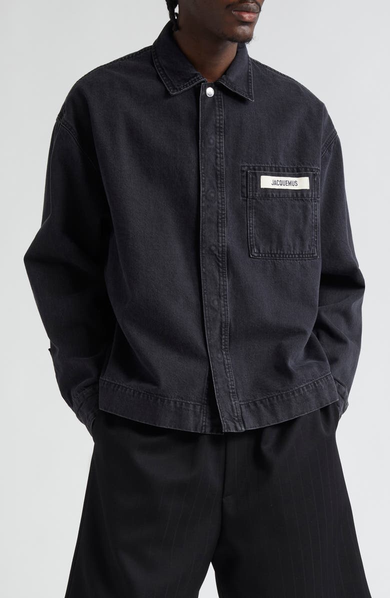 Jacquemus La Chemise de-Nîmes Denim Snap-Up Shirt, Main, color, 